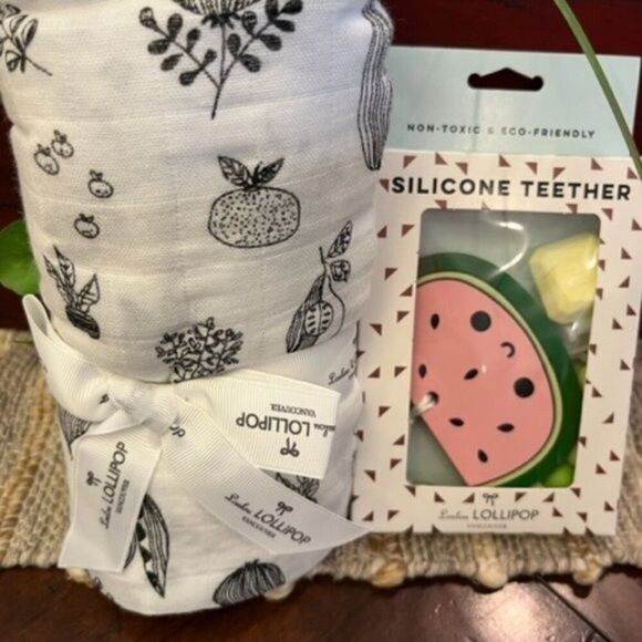 Loulou Lollipop Gift Set - Swaddle and Teether and Link - Vegetable / Watermelon - Picture 2 of 2